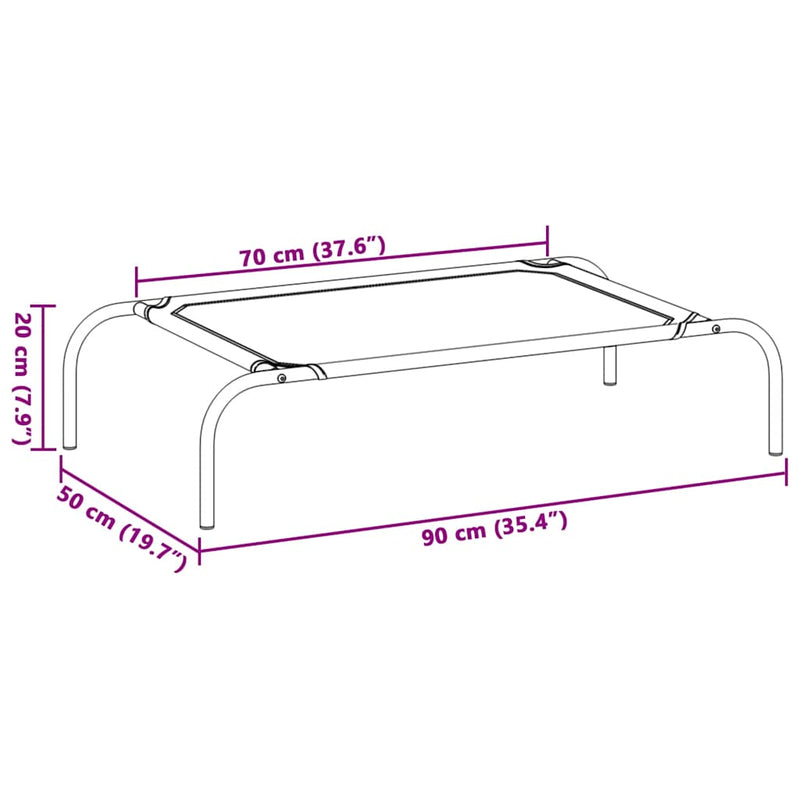 vidaXL fekete oxford szövet és acél emelt kutyafekhely 90x50x20 cm