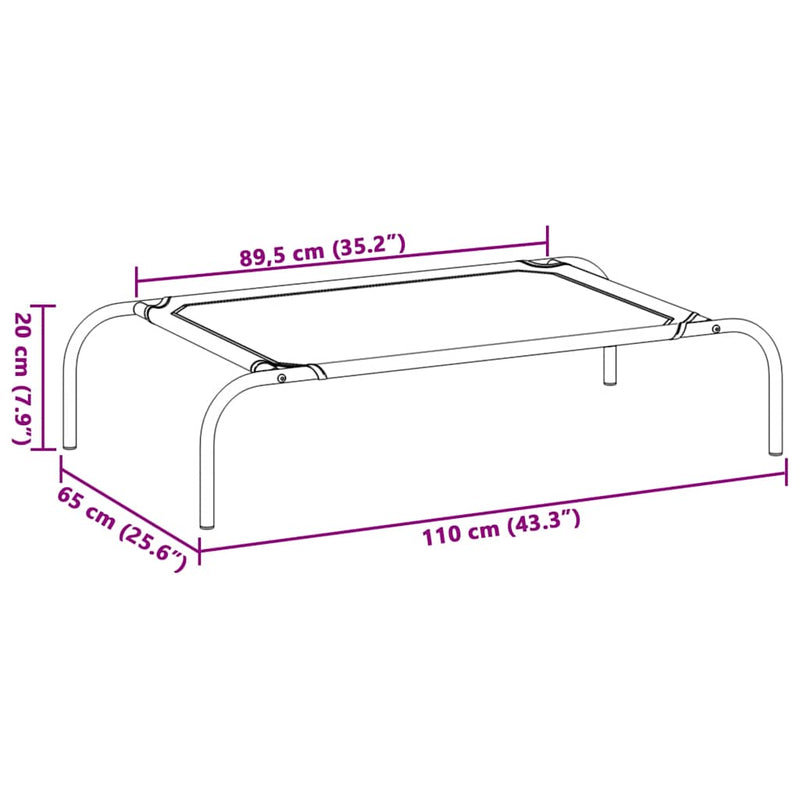 vidaXL fekete oxford szövet és acél emelt kutyafekhely 110x65x20 cm