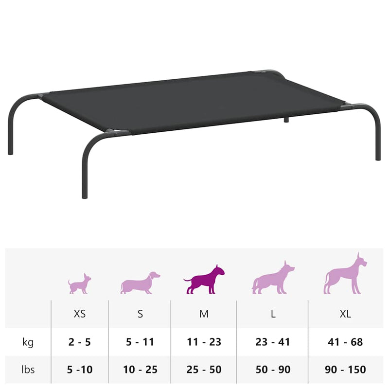 vidaXL fekete oxford szövet és acél emelt kutyafekhely 110x65x20 cm