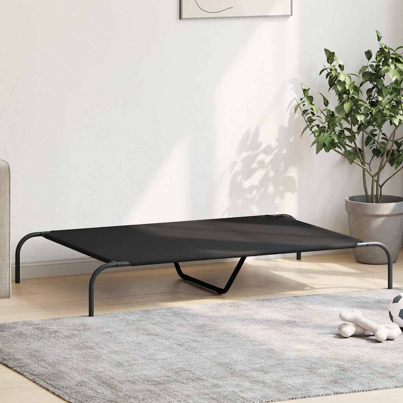 vidaXL fekete oxford szövet és acél emelt kutyafekhely 130x80x20 cm