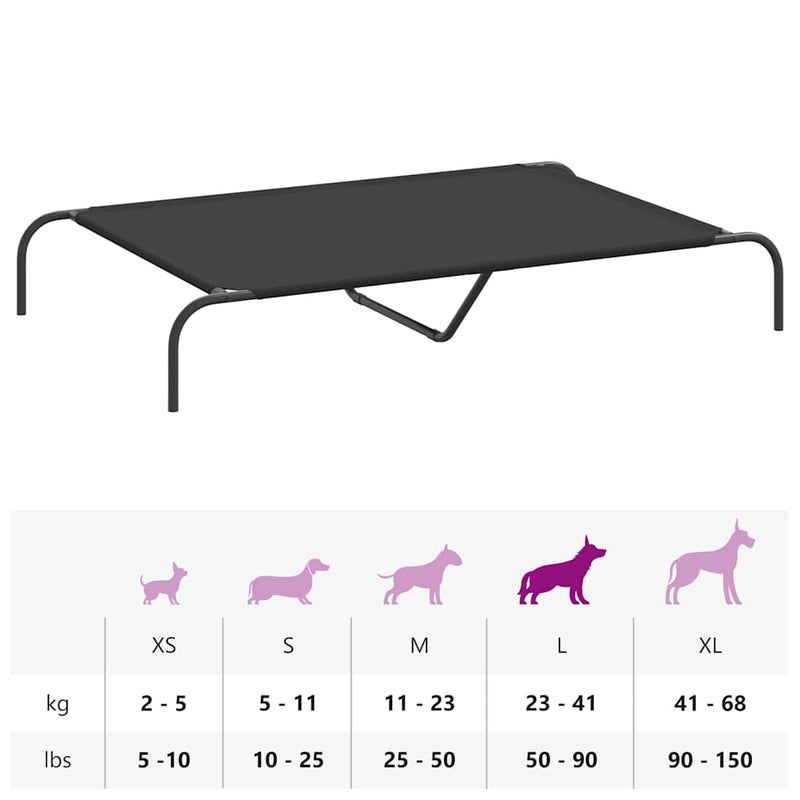 vidaXL fekete oxford szövet és acél emelt kutyafekhely 130x80x20 cm