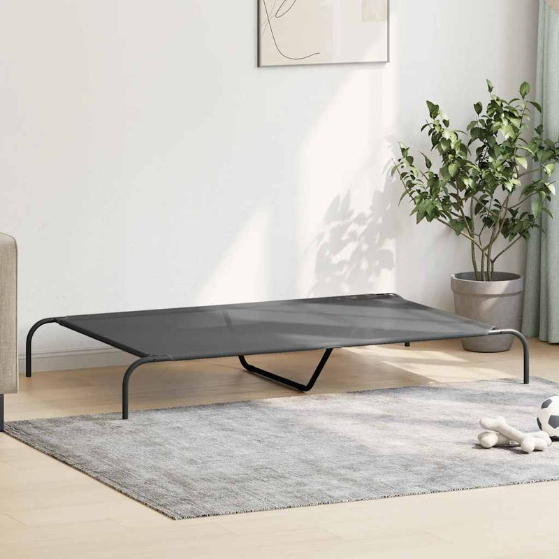 vidaXL szürke textilén és acél emelt kutyaágy 150x90x20 cm