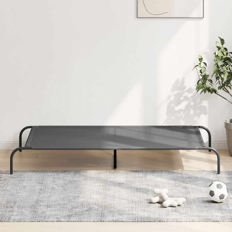 vidaXL szürke textilén és acél emelt kutyaágy 150x90x20 cm