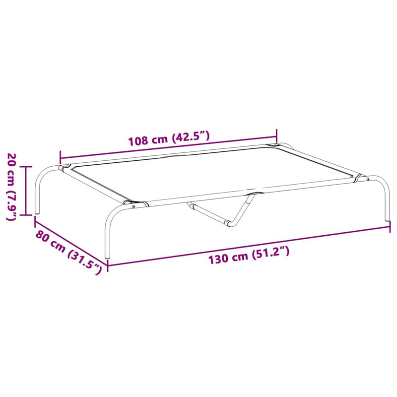 vidaXL szürke oxford szövet és acél emelt kutyafekhely 130x80x20 cm