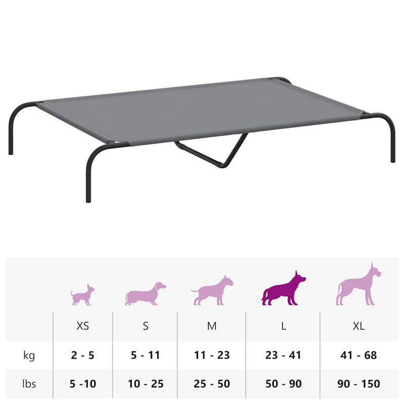 vidaXL szürke oxford szövet és acél emelt kutyafekhely 130x80x20 cm