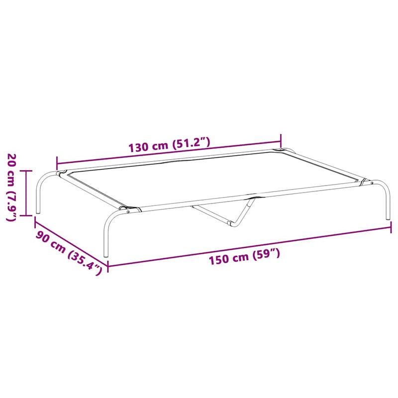 vidaXL szürke oxford szövet és acél emelt kutyafekhely 150x90x20 cm