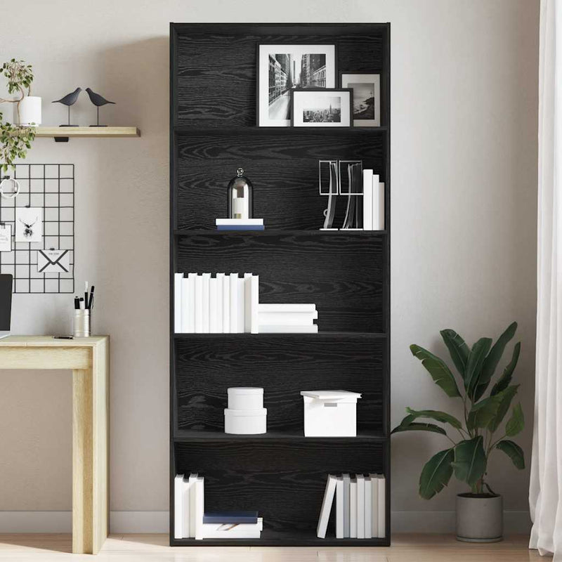 vidaXL fekete tölgy szerelt fa könyvszekrény 80x30x189 cm