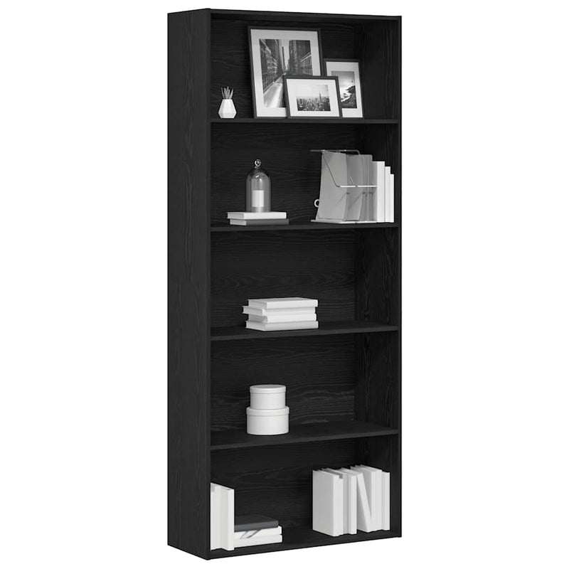 vidaXL fekete tölgy szerelt fa könyvszekrény 80x30x189 cm