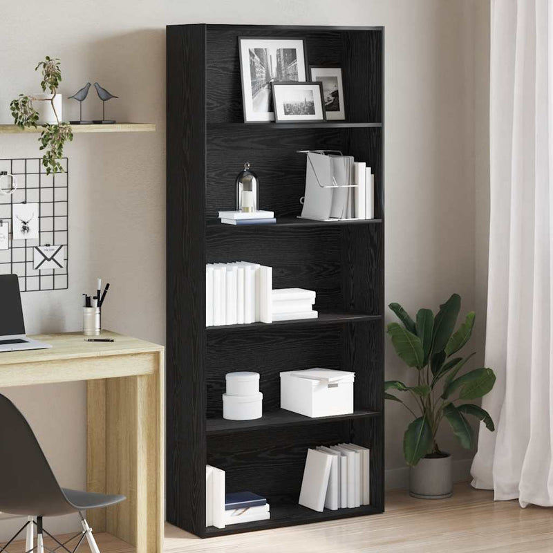 vidaXL fekete tölgy szerelt fa könyvszekrény 80x30x189 cm