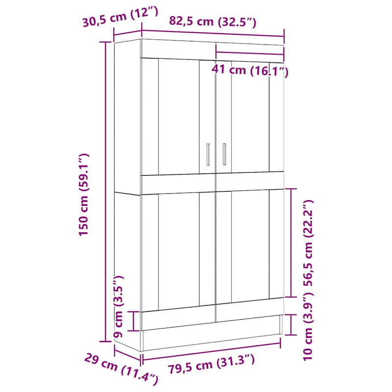 vidaXL Könyvespolc Musta tammi 82,5 x 30,5 x 150 cm Faanyag