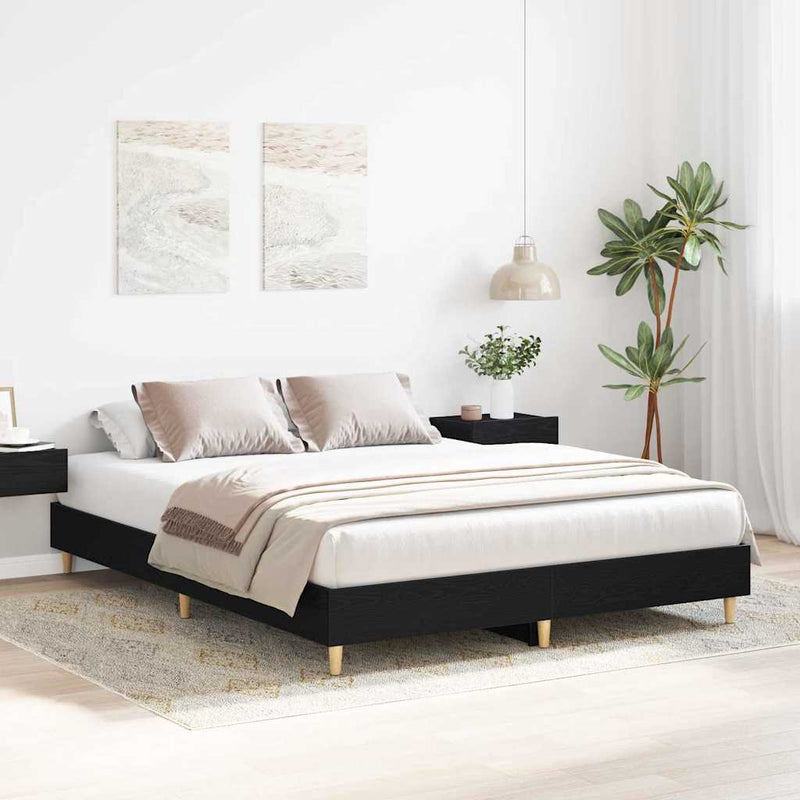 vidaXL Ágykeret Fekete tölgy 140 x 200 cm Faanyag