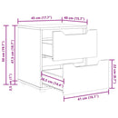 vidaXL VISNES fehér szerelt fa éjjeliszekrény 45x40x50 cm
