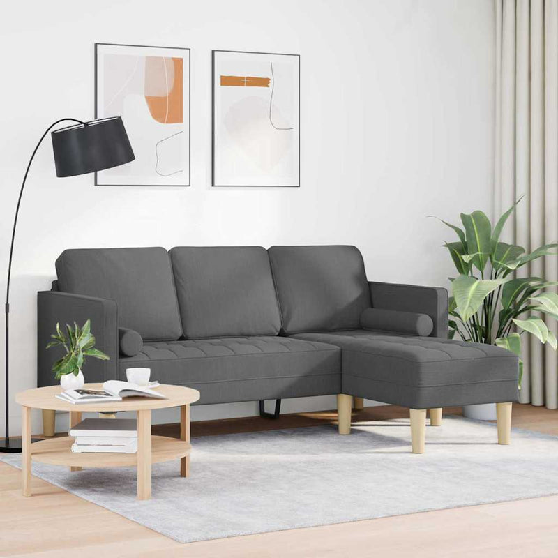 vidaXL Kanapé Szett Sötétszürke 173 x 131 x 67 cm szövet