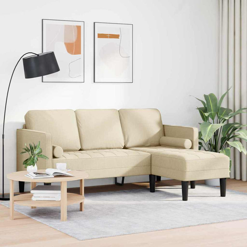 vidaXL Kanapé Szett Krémszínű 173 x 131 x 67 cm szövet