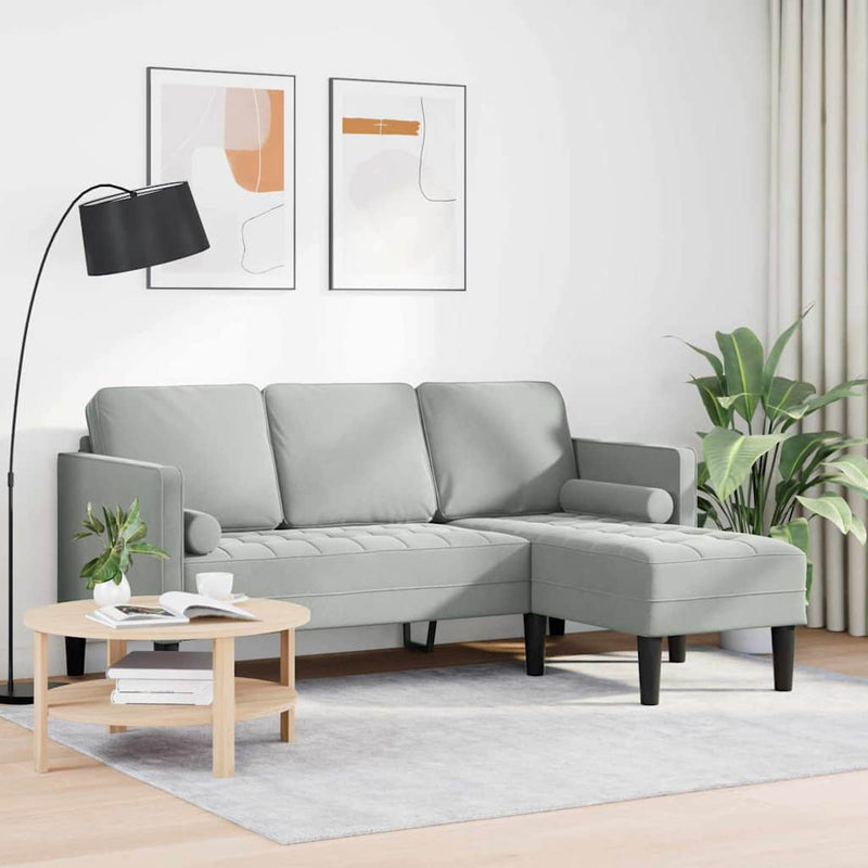 vidaXL Kanapé Szett Világosszürke 173 x 131 x 67 cm Bársony