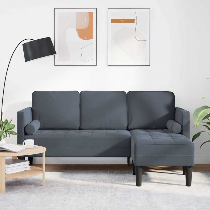 vidaXL Kanapé Szett Sötétszürke 173 x 131 x 67 cm Bársony