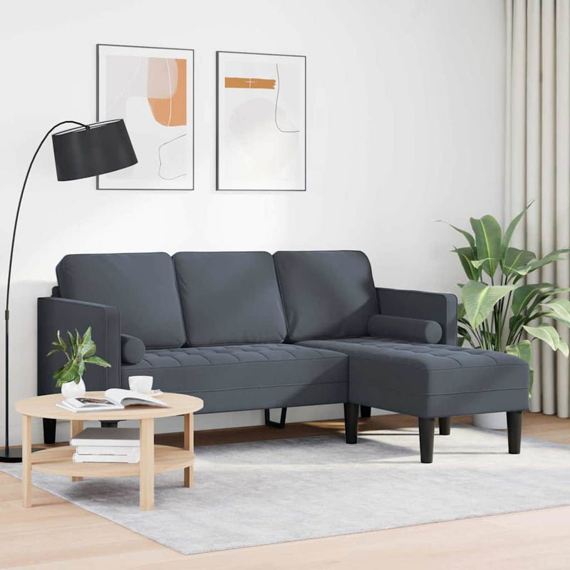 vidaXL Kanapé Szett Sötétszürke 173 x 131 x 67 cm Bársony