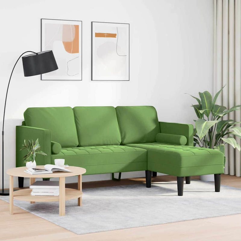vidaXL Kanapé Szett Világos zöld 173 x 131 x 67 cm Bársony