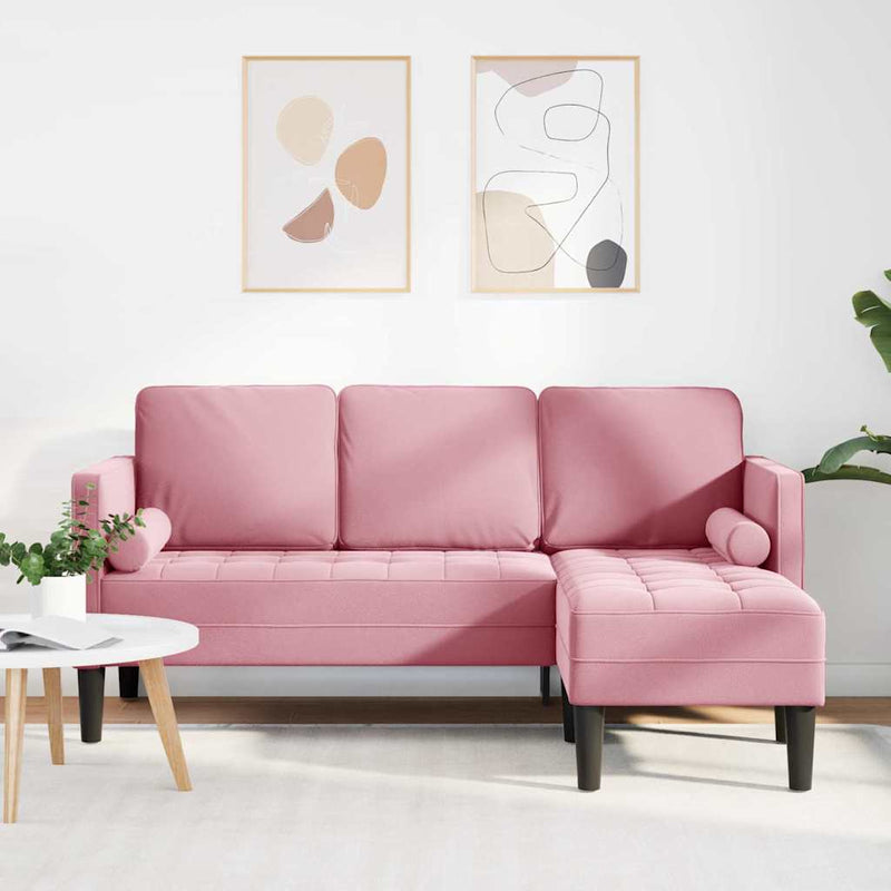vidaXL Kanapé Szett Poros rózsaszín 173 x 131 x 67 cm Bársony