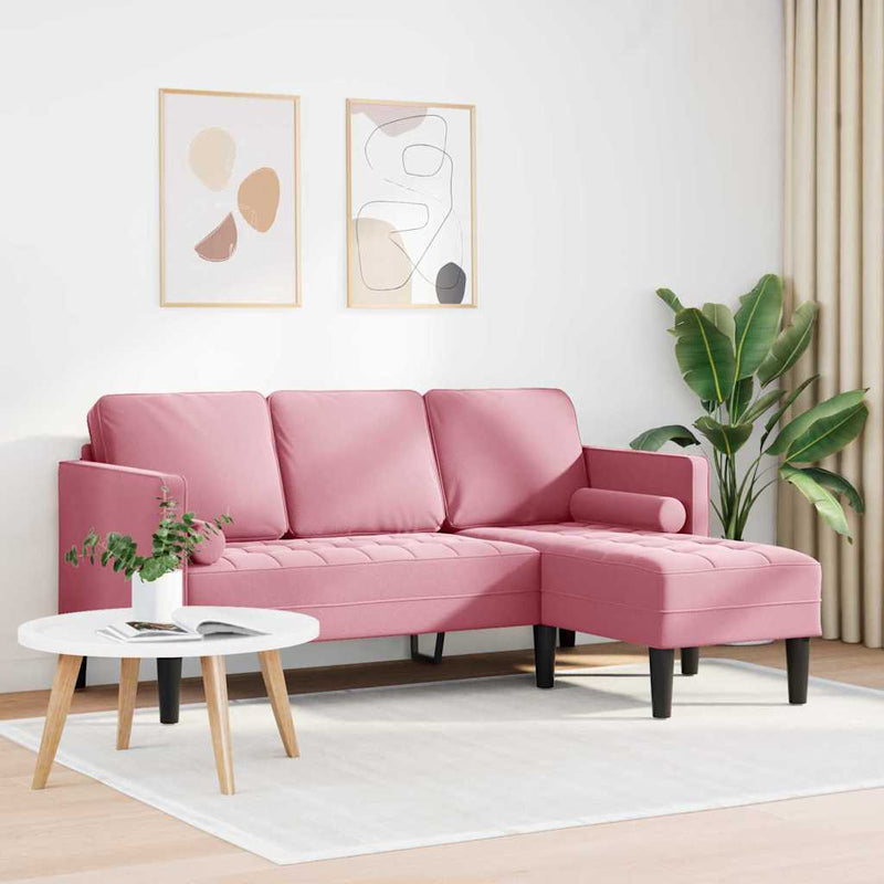 vidaXL Kanapé Szett Poros rózsaszín 173 x 131 x 67 cm Bársony