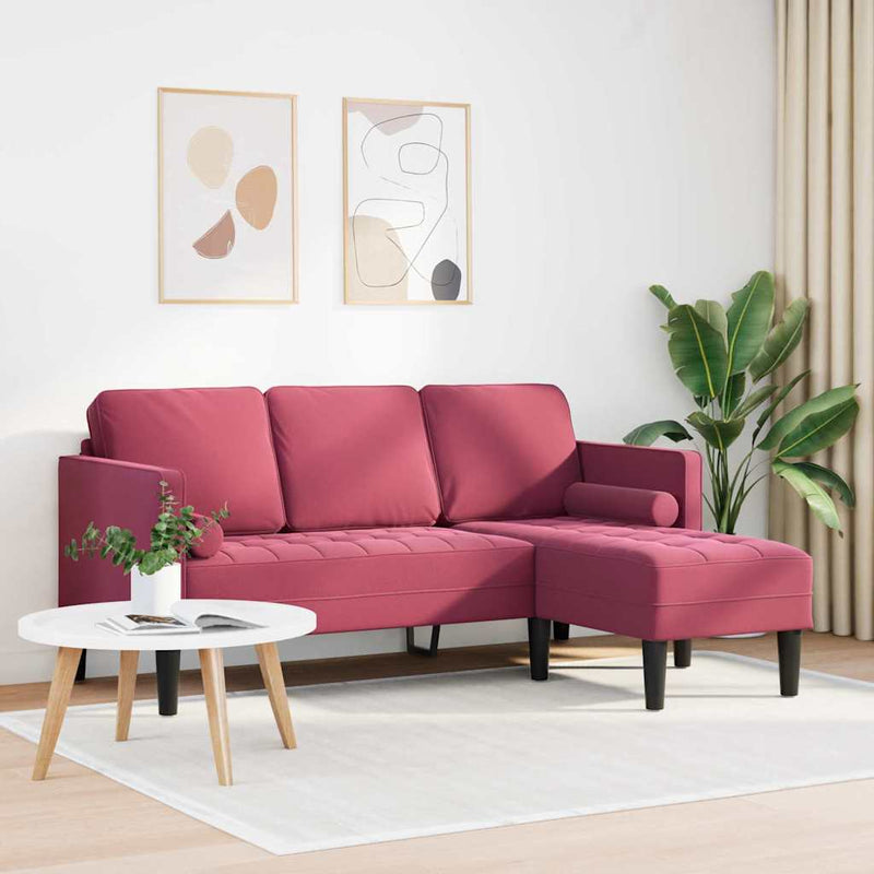 vidaXL Kanapé Szett bordó 173 x 131 x 67 cm Bársony
