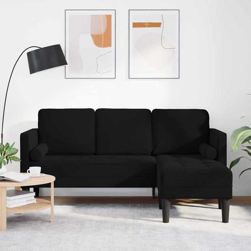 vidaXL Kanapé Szett Fekete 173 x 131 x 67 cm Bársony