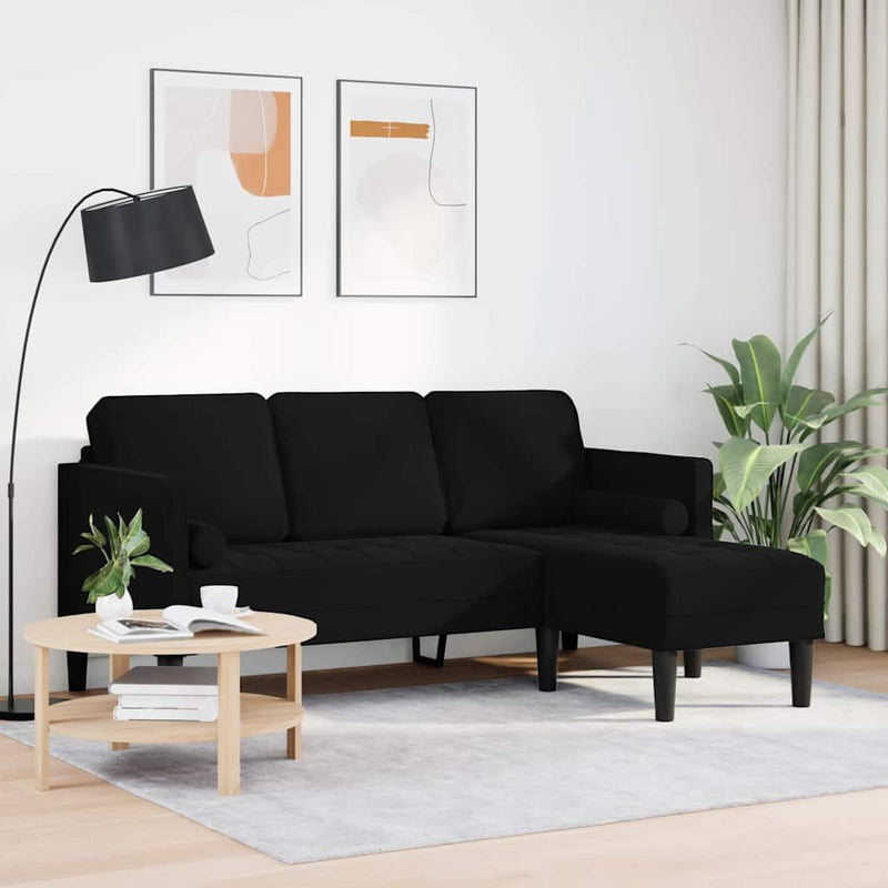 vidaXL Kanapé Szett Fekete 173 x 131 x 67 cm Bársony