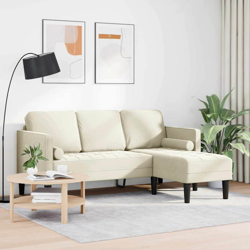 vidaXL Kanapé Szett Krém 173 x 131 x 67 cm Bársony
