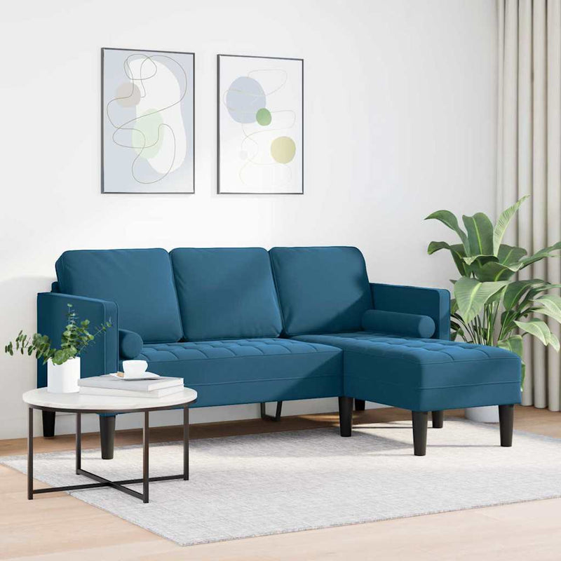 vidaXL Kanapé Szett Kék 173 x 131 x 67 cm Bársony