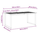 vidaXL Kerti Étkezőasztal Szürke 180 x 90 x 75 cm