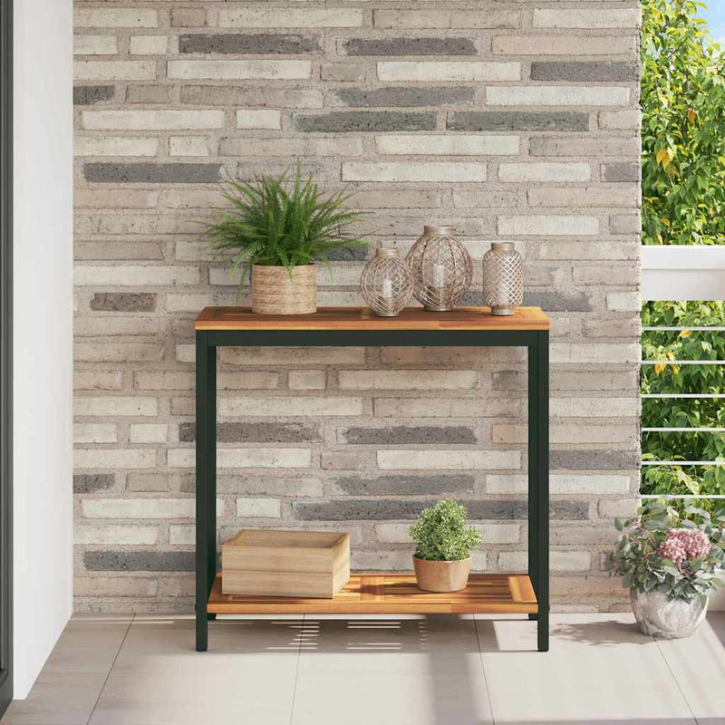 vidaXL Kültéri Asztal tárolóval Természetes és fekete 80 x 35 x 75 cm