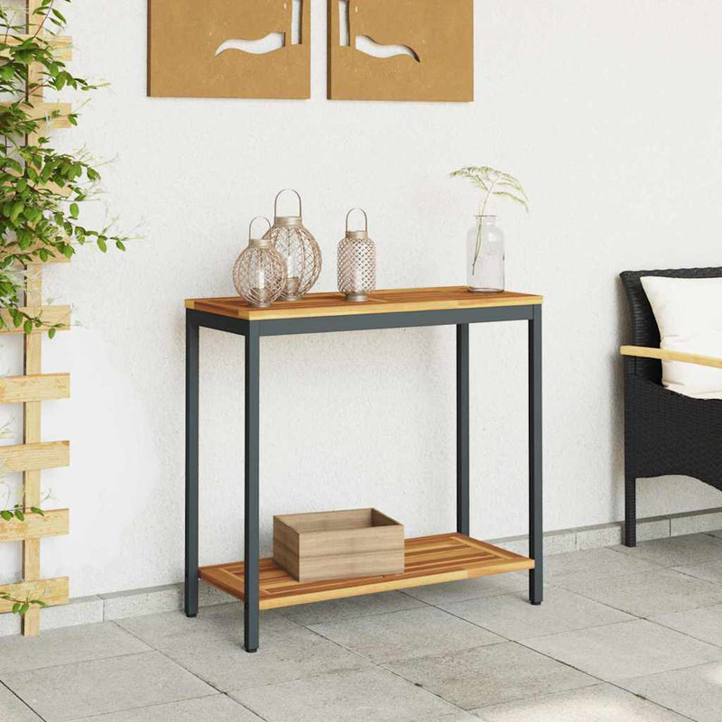 vidaXL Kültéri Asztal tárolóval Természetes és fekete 80 x 35 x 75 cm