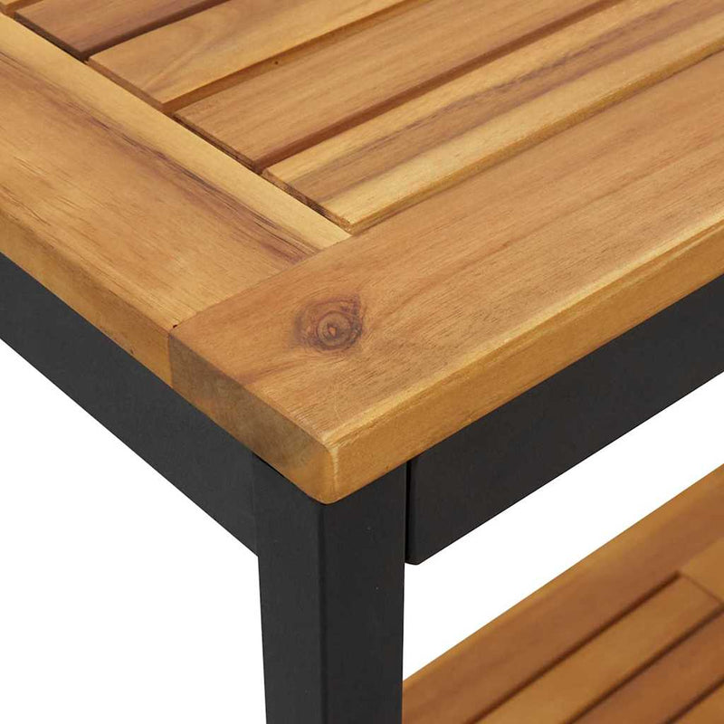 vidaXL Kültéri Asztal tárolóval Természetes és fekete 110 x 35 x 75 cm