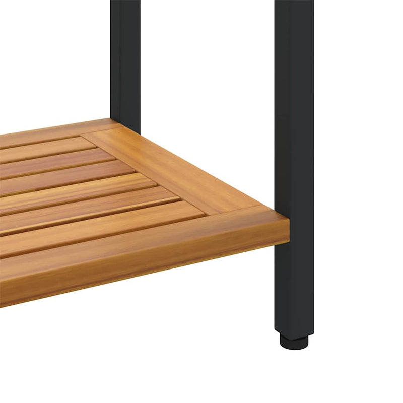 vidaXL Kültéri Asztal tárolóval Természetes és fekete 110 x 35 x 75 cm