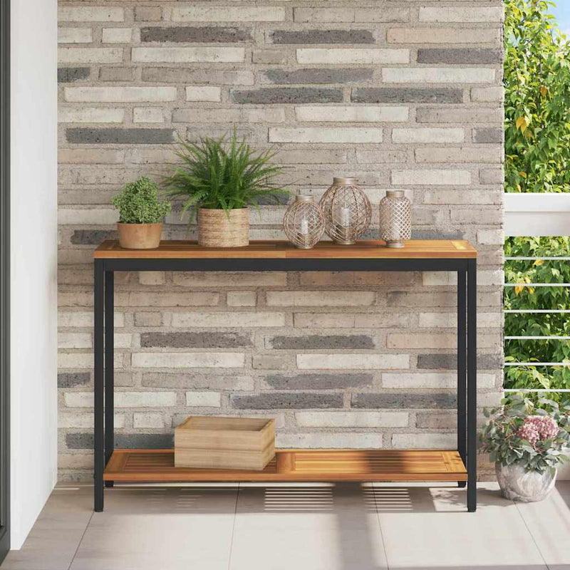 vidaXL Kültéri Asztal tárolóval Természetes és fekete 110 x 35 x 75 cm