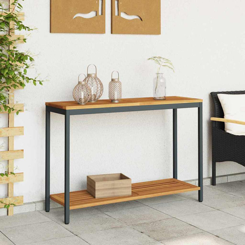 vidaXL Kültéri Asztal tárolóval Természetes és fekete 110 x 35 x 75 cm