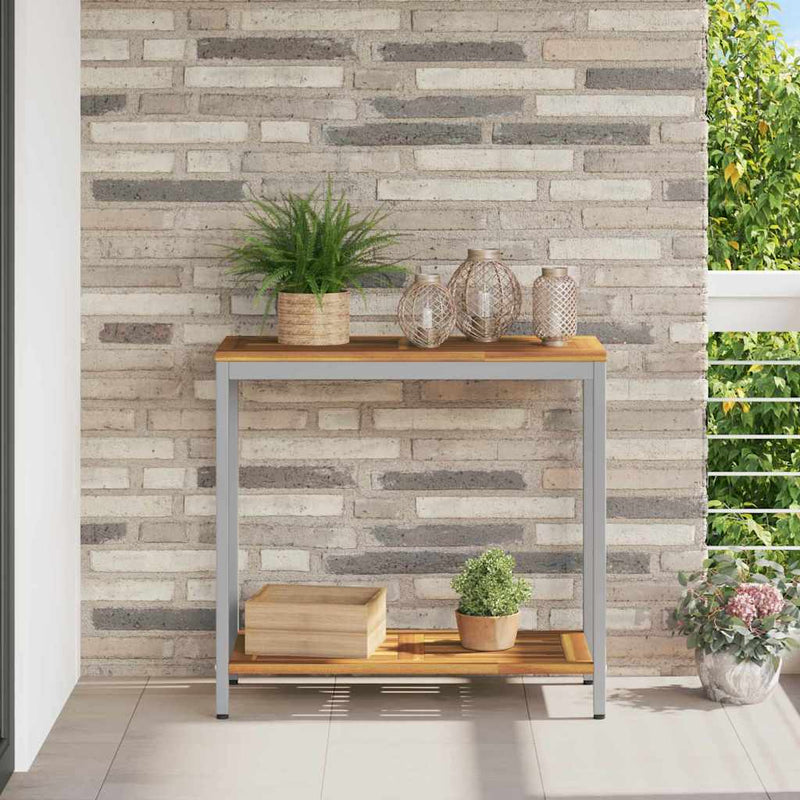 vidaXL Kültéri Asztal tárolóval Természetes és Szürke 80 x 35 x 75 cm