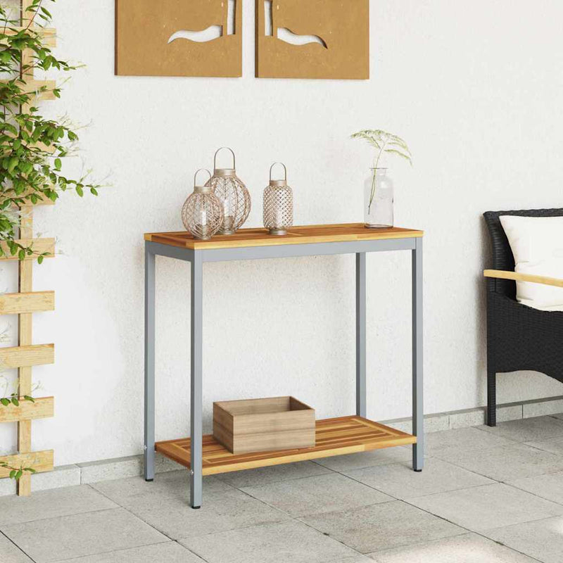 vidaXL Kültéri Asztal tárolóval Természetes és Szürke 80 x 35 x 75 cm