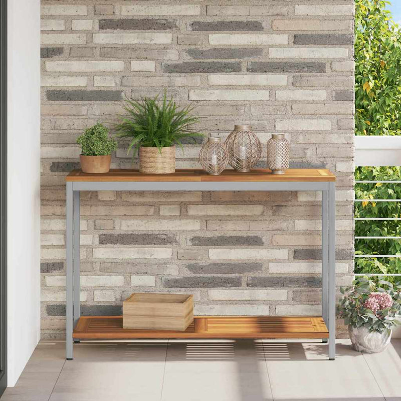 vidaXL Kültéri Asztal tárolóval Természetes és Szürke 110 x 35 x 75 cm
