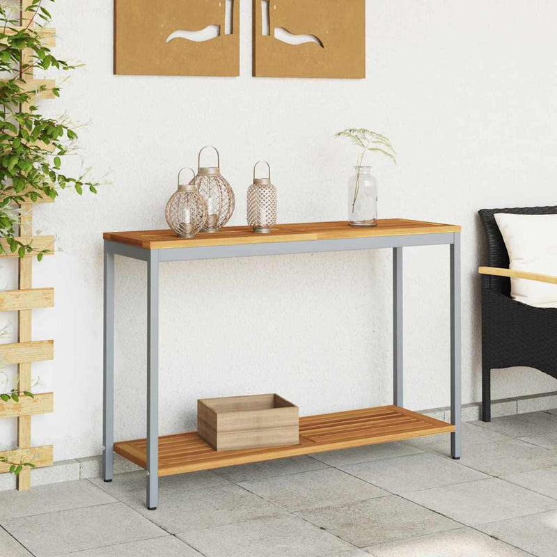 vidaXL Kültéri Asztal tárolóval Természetes és Szürke 110 x 35 x 75 cm