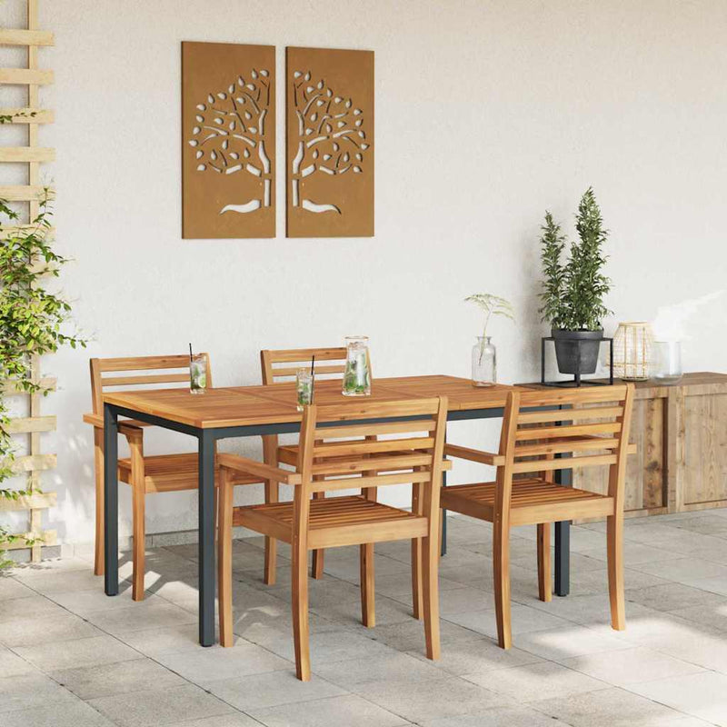 vidaXL Kültéri asztalok Természetes és fekete 150 x 90 x 75 cm
