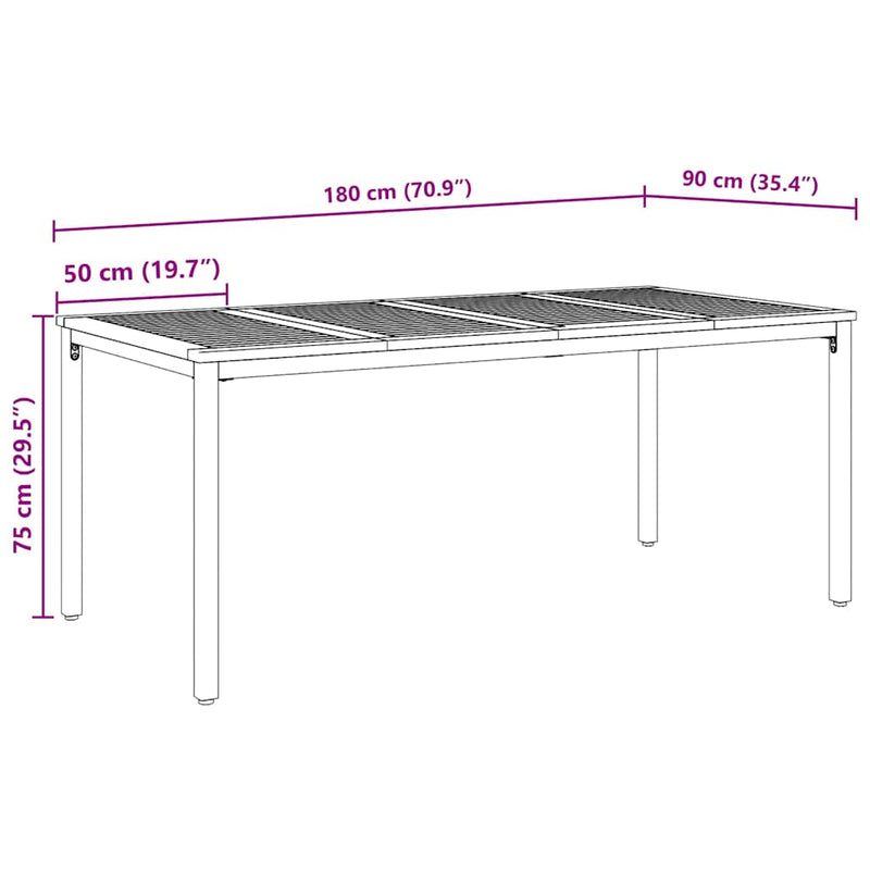 vidaXL Kültéri asztalok Természetes és fekete 180 x 90 x 75 cm