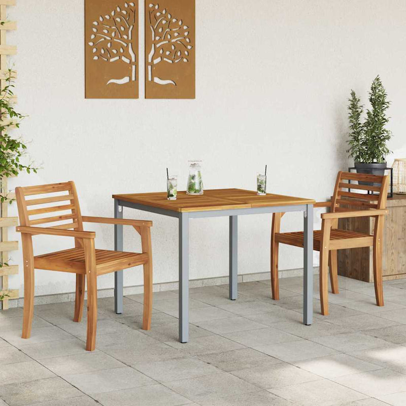 vidaXL Kültéri asztalok Természetes és Szürke 90 x 90 x 75 cm