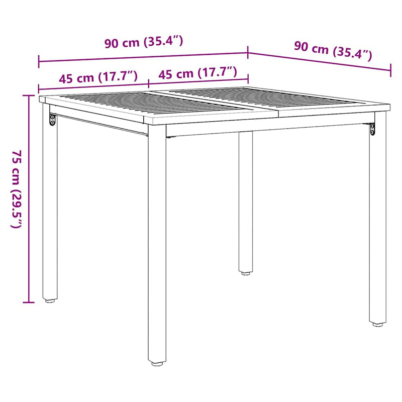 vidaXL Kültéri asztalok Természetes és Szürke 90 x 90 x 75 cm