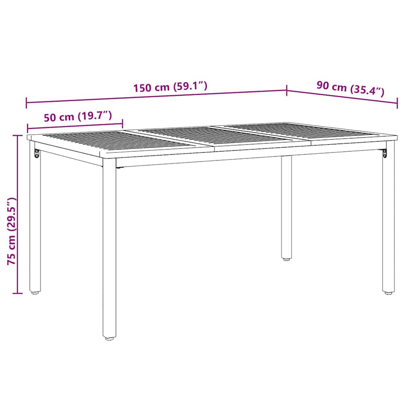 vidaXL Kültéri asztalok Természetes és Szürke 150 x 90 x 75 cm