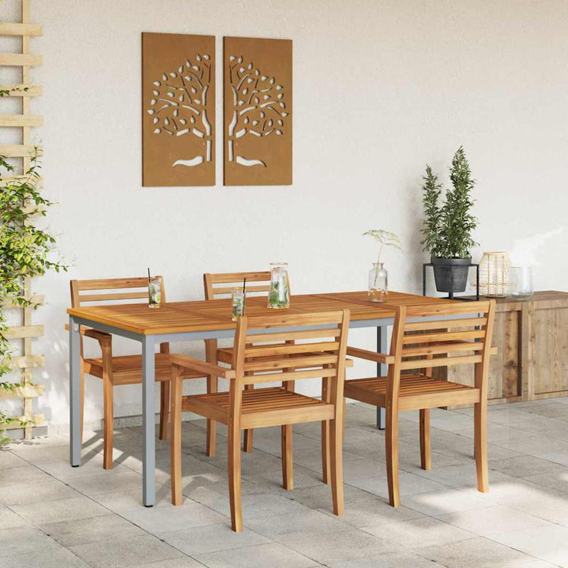 vidaXL Kültéri asztalok Természetes és Szürke 180 x 90 x 75 cm