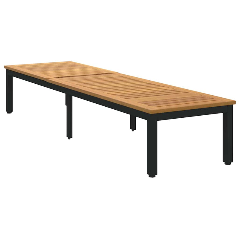 vidaXL Napozóágy 1-személy Fekete 200 x 55 x 35cm Tömör akácfa