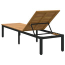 vidaXL Napozóágy 1-személy Fekete 200 x 55 x 35cm Tömör akácfa