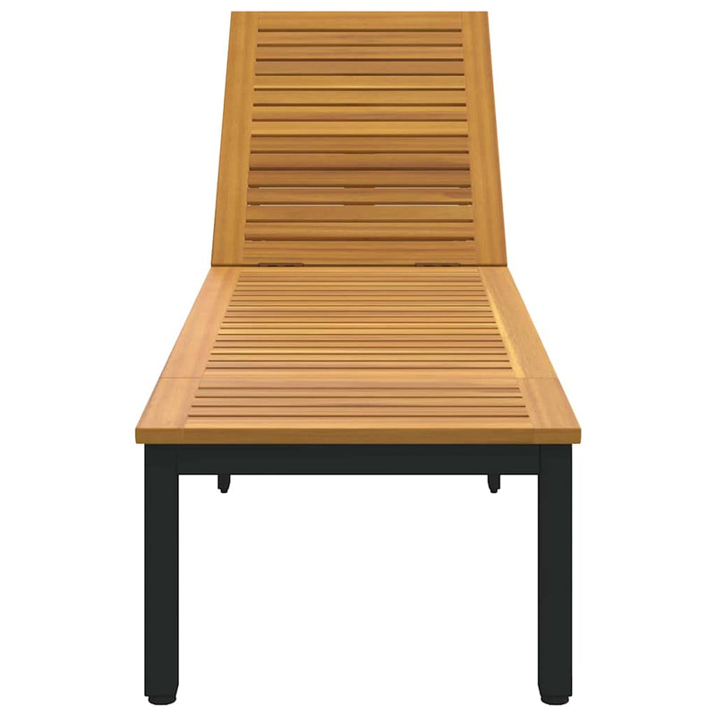 vidaXL Napozóágy 1-személy Fekete 200 x 55 x 35cm Tömör akácfa
