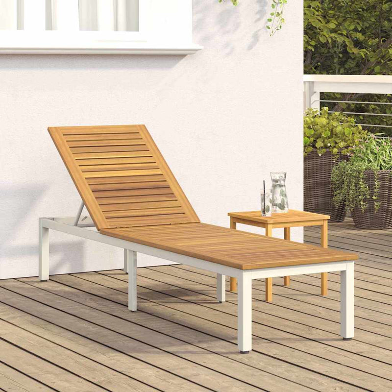 vidaXL Napozóágy 1-személy Szürke 200 x 55 x 35cm Tömör akácfa